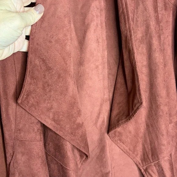BB Dakota‎ Faux Suede Drape Jacket Med (No Tag) Cherrywood Chic Western Boho EUC - Picture 7 of 10